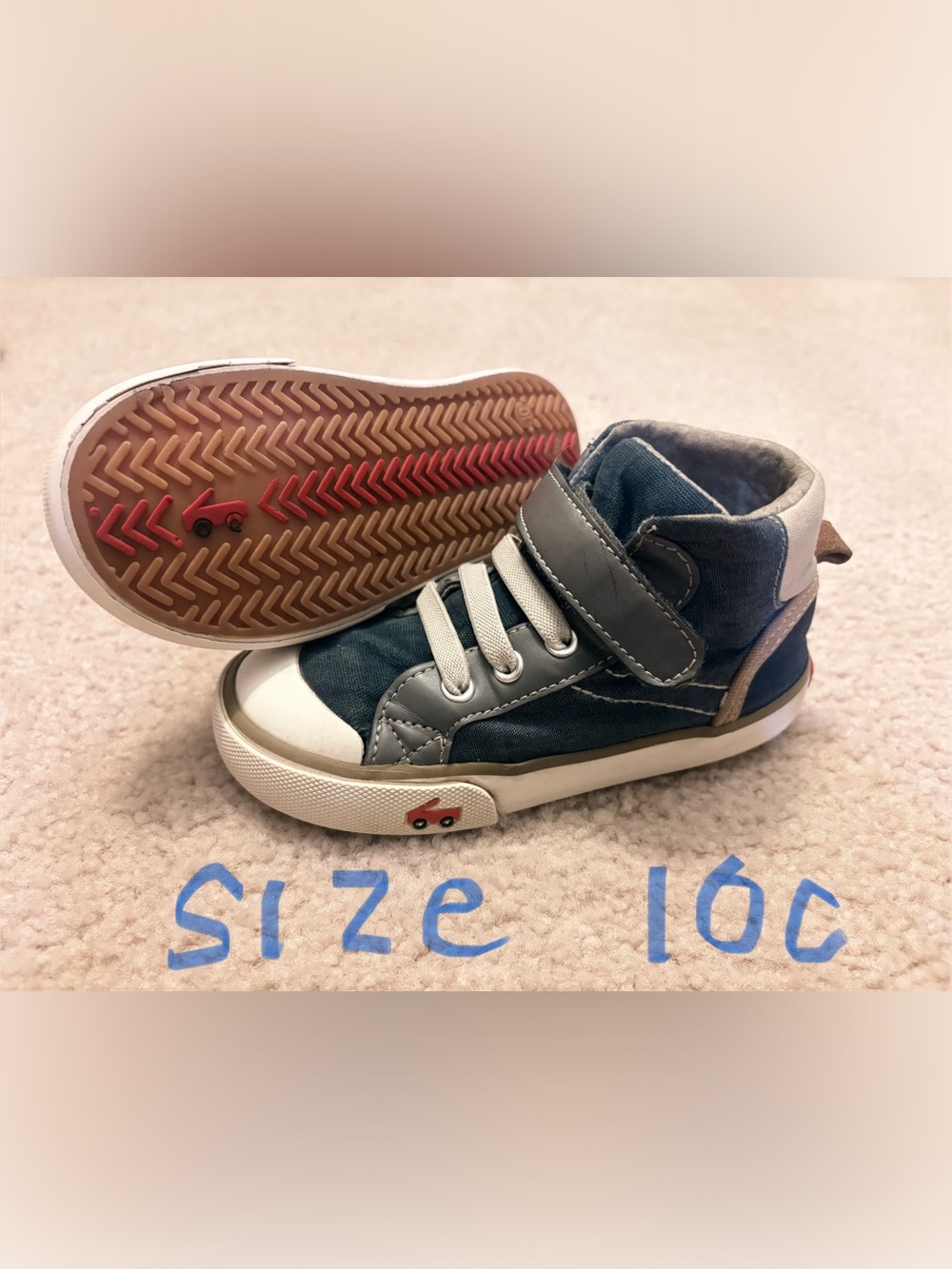See Kai Run Kids Navy Blue High-Top Sneakers with Gray Accents